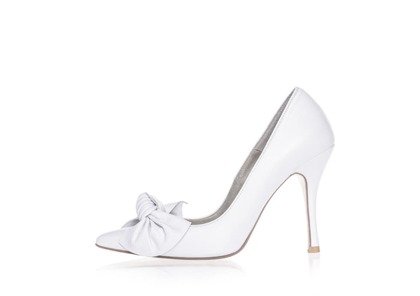 時尚蝴蝶結皮革高跟鞋・RS180901(White)