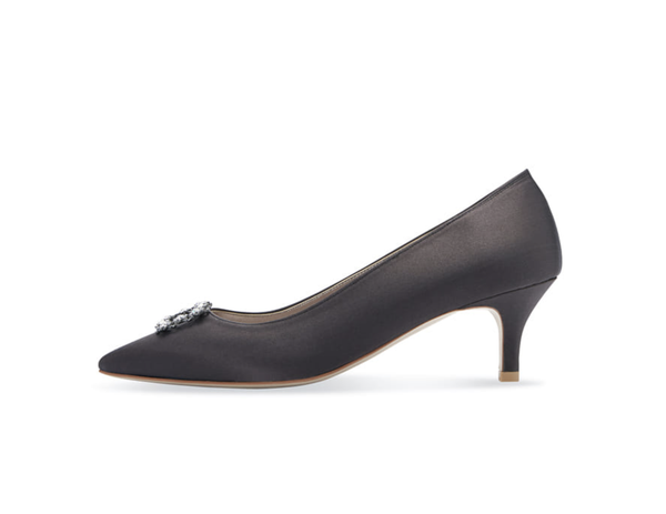 Frida 真絲施華洛世奇方鑽高跟鞋・RS190801(charcoal brown)