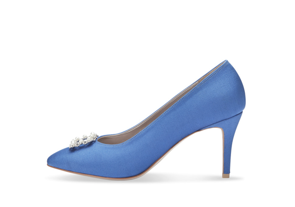 施華洛世奇水鑽珍珠高跟鞋・RS200408(Blue)