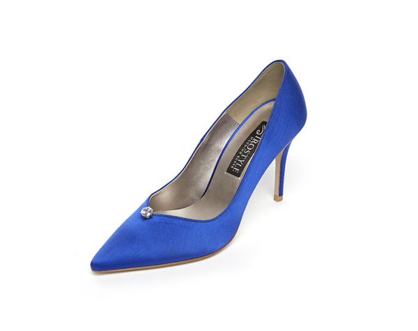 時尚緞面水鑽高跟鞋・RS220222(Blue)