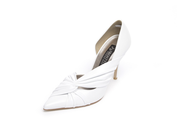 時尚扭結皮革高跟鞋・RS220505(Ivory)