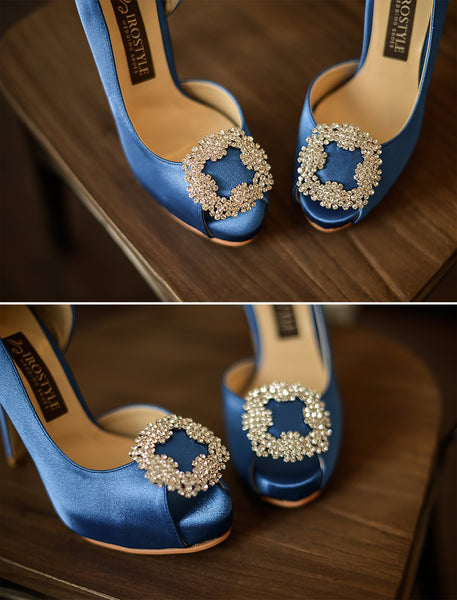 馬諾洛鑲鑽綢緞鞋飾（寶石藍）・IA141120(Blue)