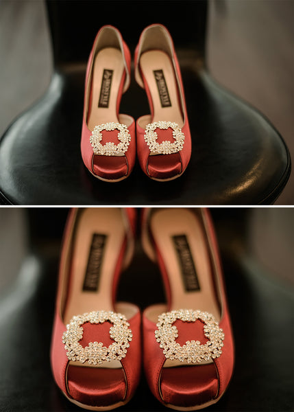 馬諾洛鑲鑽綢緞鞋飾（薔薇紅）・IA141120(Red)