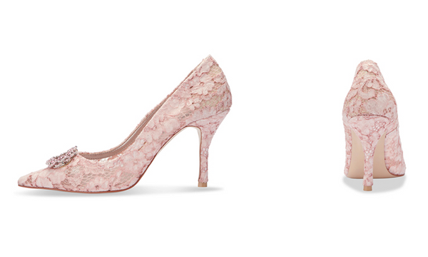 Therese 方鑽蕾絲高跟鞋・RS200424 (Pink)