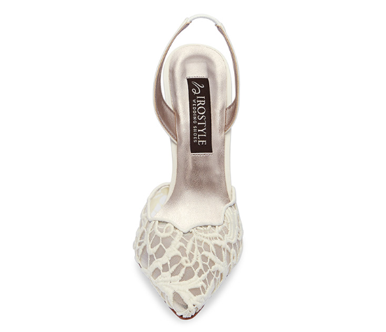 Wavy Slingback後跟綁帶蕾絲高跟鞋・RS200827 (Ivory)